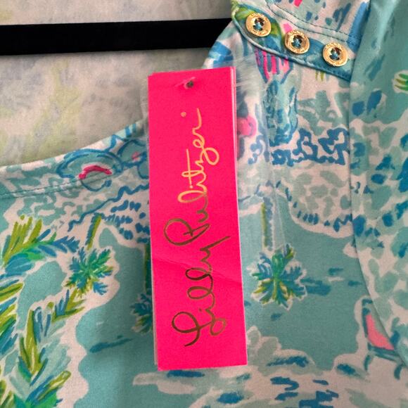 New Lilly Pulitzer Sophie Dress Blue Multi Crew Neck Pullover 3/4 Sleeve Sz XL - Picture 5 of 7
